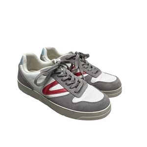 Women’s Tretorn Stadium White, Red and Gray Lace Up Leather Sneakers: Size 9.5M